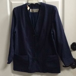 Vtg Scherrer Boutique blue plaid blazer Sz 8
